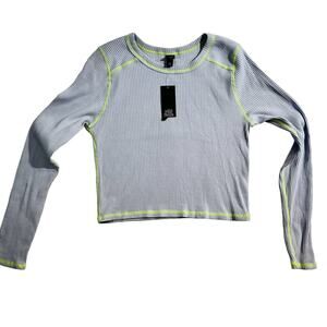 Wild Fable Crop Top Woman's XXL Light Blue Babydoll Top w/ Slim Fit Cropped Cut